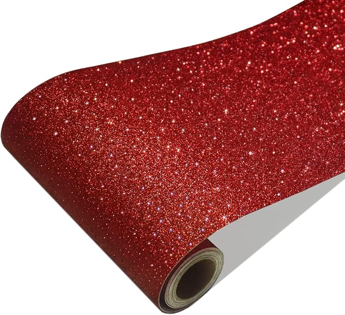 CRE8TIVE Red Glitter Wallpaper Border Peel and Stick Wall Border Fabric Shiny by CRE8TIVE