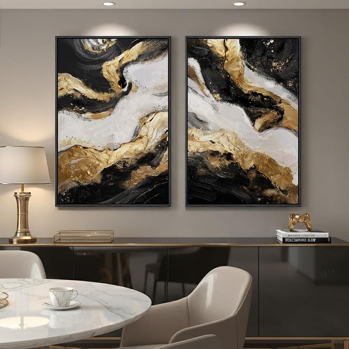 Framed Gold Abstract Wall Art Set of 2 - Image 4