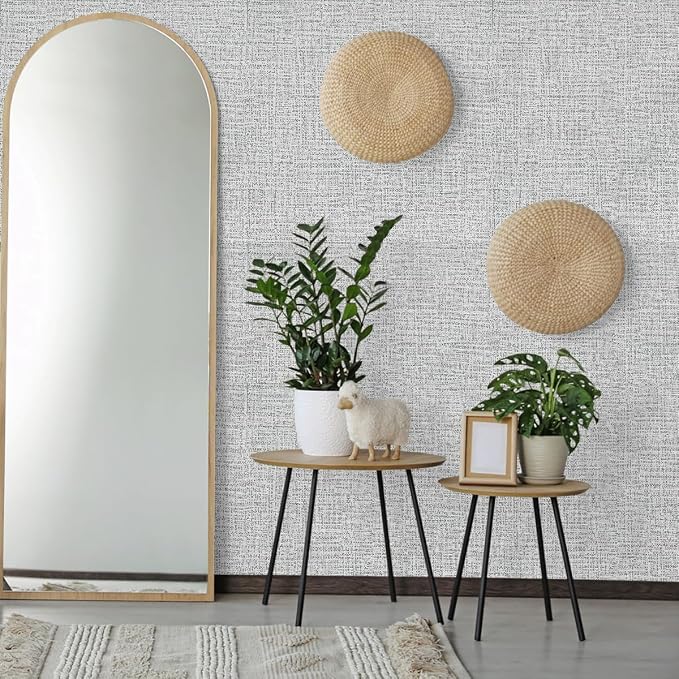 Grey Wallpaper Grasscloth Peel and Stick Wallpaper 17.7inchx393.7inch Textured - Image 8
