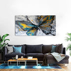 Abstract Butterfly Wall Art Teal Grey Yellow Butterfly Wall Decor Modern Marble - Image 5
