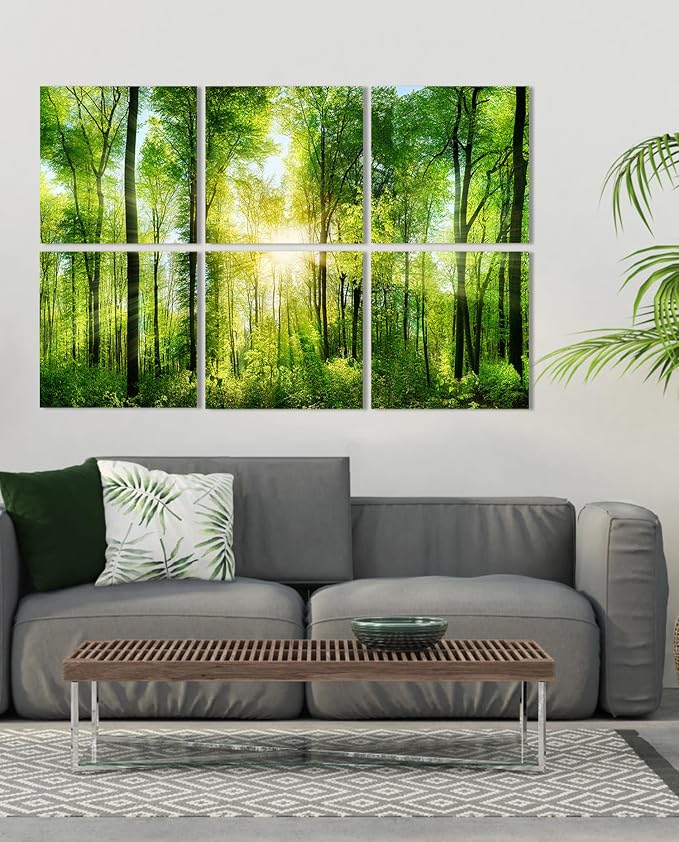 YPY Sound Proofing Panels for Walls Morning sunrise forest green trees: 6 Pack - Image 9