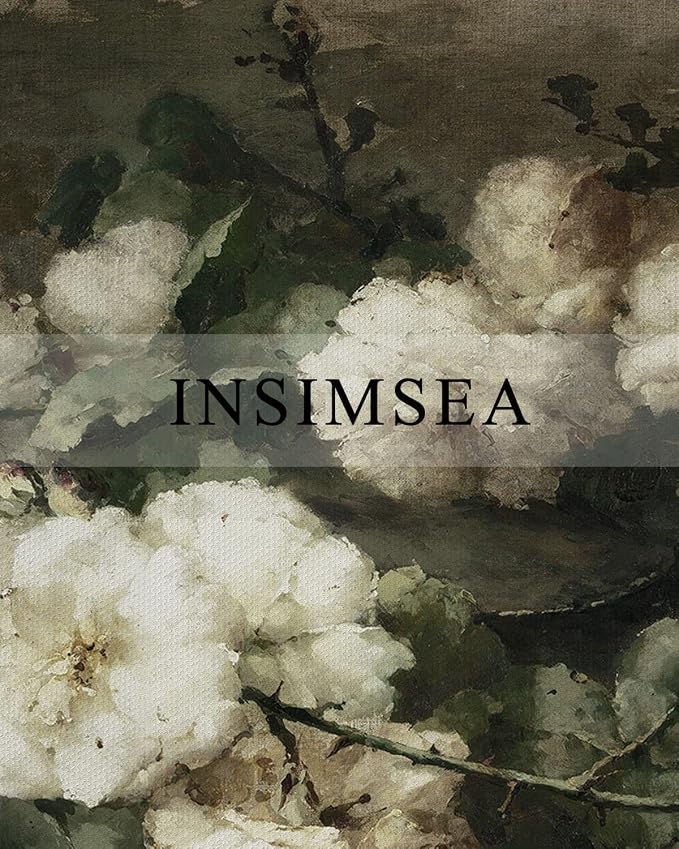 InSimSea Framed Canvas Wall Art Vintage Decor, Room Decor White Roses Still - Image 4