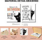 MUWAK Funny Welcome to the Bathroom Slogan Wall Art Set of 2 – Cat will Be - Image 5