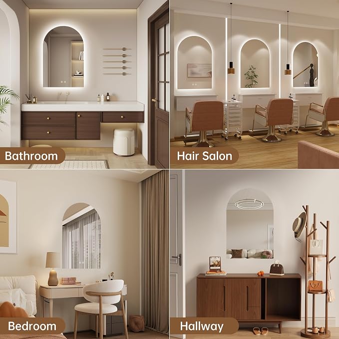 Arched Backlit Mirror Bathroom 20"x30"- Frameless LED Bathroom Mirror - Image 8