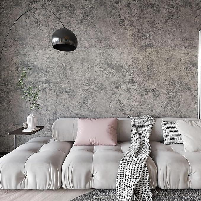 BAYYA Concrete Wallpaper Peel and Stick Grey/Brown/Beige Cement Contact Paper by BAYYAPeelandStickWallpaper