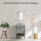 Silver Bathroom Mirror, Rustproof Rectangle Silver Framed Mirror - Image 2