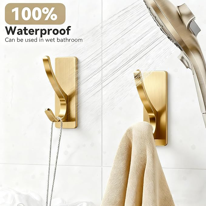 pickpiff Brushed Gold Self Adhesive Coat Hooks - Image 3