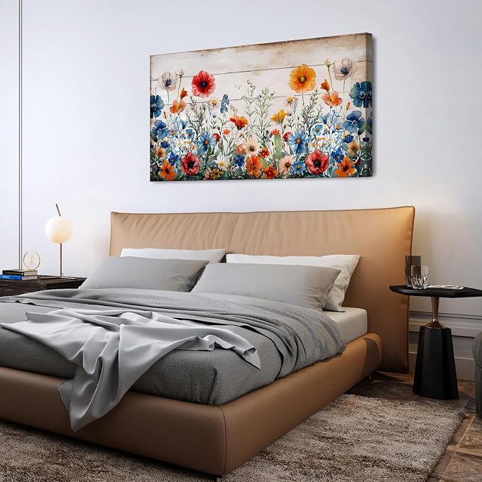 Rustic Wildflower Wall Art for Living Room Farmhouse Colorful Floral Picture - Image 6
