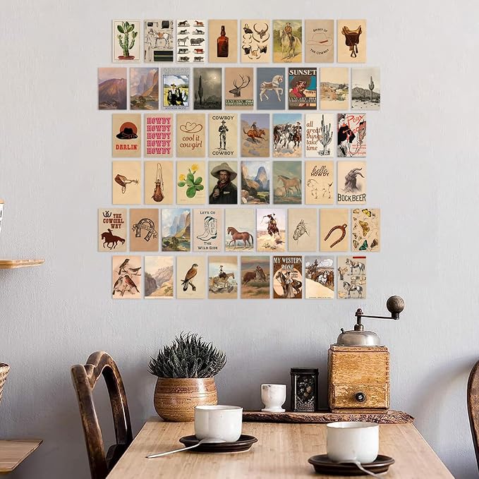 KBKBART 50 Pcs Vintage Western Cowboy Pictures Wall Decor, Farmhouse Western - Image 4