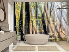 XMPMBM-Sunny Forest Woodland Fabric Wallpaper Misty Tree Living Room Bedroom - Image 2