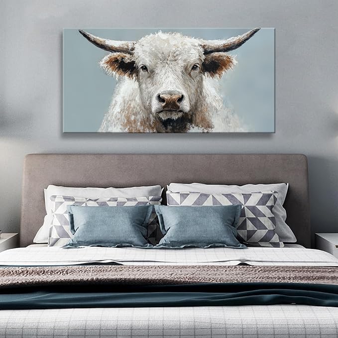 Wall Art Freedom Highland Cow Painting Wild Animal Cattle Canvas Art Wall Decor - Image 6