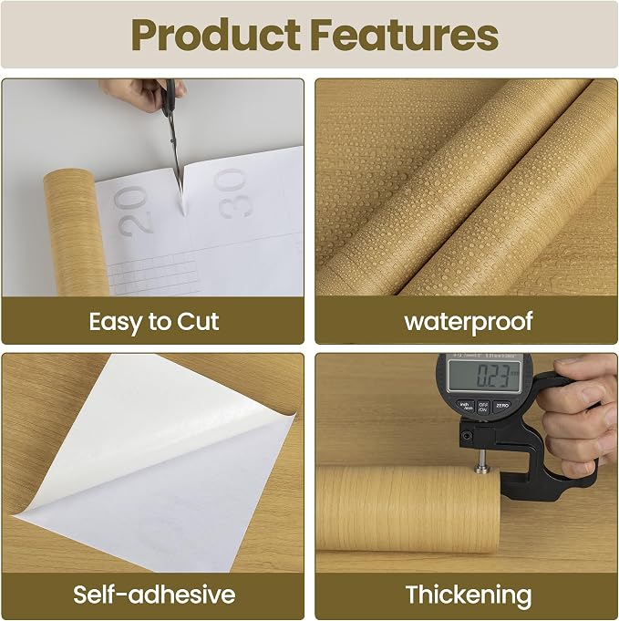 Wood Contact Paper Peel and Stick, Thicken Vintage Wood Grain Wallpaper - Image 2