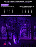 suddus Purple Curtain Lights for Halloween, 200 LED Hanging String Lights - Image 3