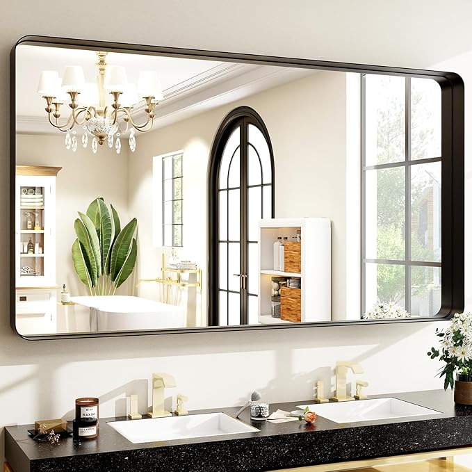 Easly 48"x30" Black Bathroom Mirror by EASLY