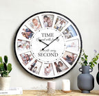 12 Photo Collage Family Wood Wall Clock, Rustic Farmhouse Wall Clock, Large - Image 4