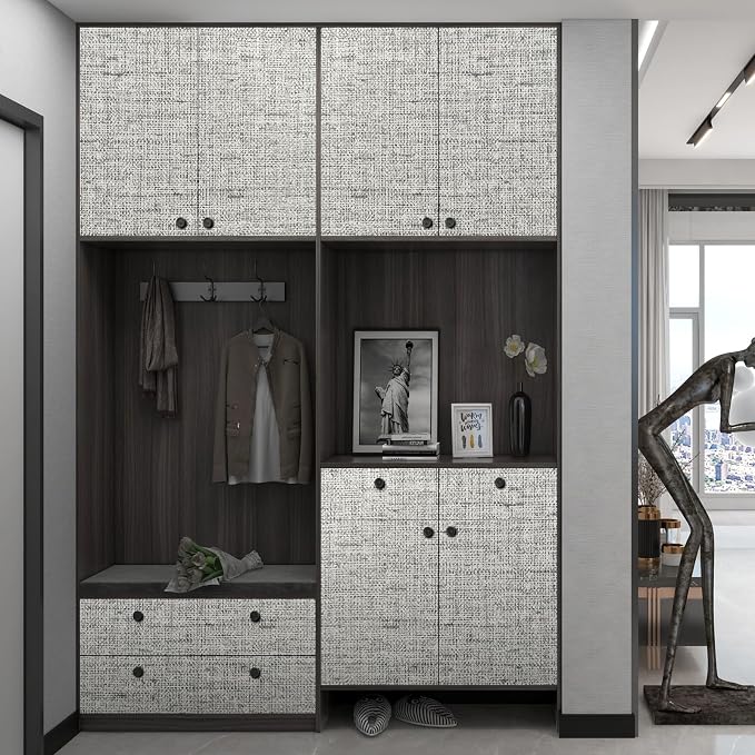 Grey Grasscloth Wallpaper Peel and Stick Contact Paper 15.75"x118.11" Textured - Image 4