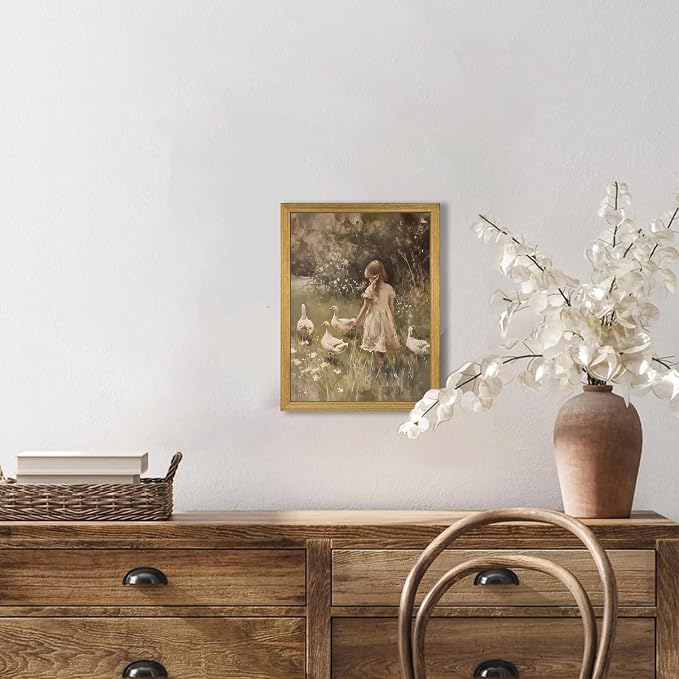 Wood Framed Canvas Wall Art, Vintage Girl - Image 8