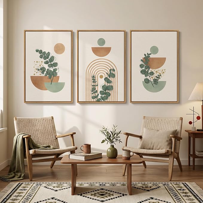 Large Framed Abstract Boho Wall Art - Image 5