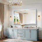 60"x40" Brushed Silver Bathroom Mirror, Large Rectangular Mirror - Image 5