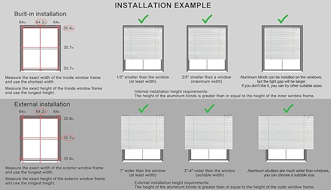 YIIBAII Mini Blinds Suitable for 34.5" W x 64" H Windows 1" Aluminum Horizontal - Image 7