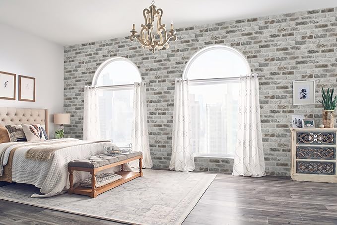 Guvana 17.3"×394" Brick Wallpaper Grey and Brown Self Adhesive Wallpaper 3D - Image 6