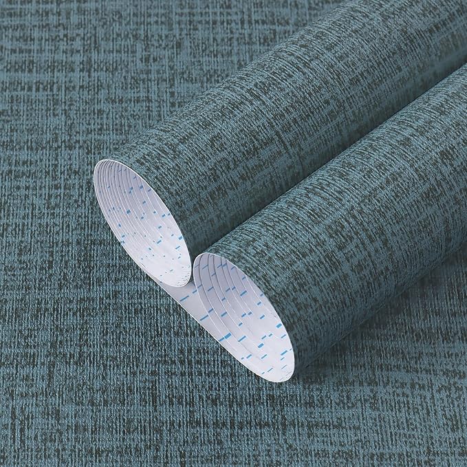 Guvana Grasscloth Peel and Stick Wallpaper Blue Textured Contact Paper Modern by Guvana