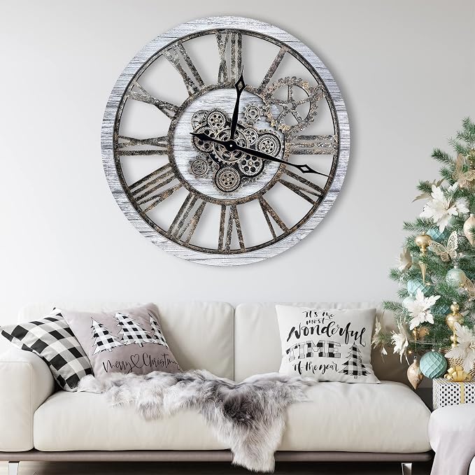 The B-Style Large Wall Clock 24 inch Moving Gear Wall Clock Oversized Vintage - Image 3