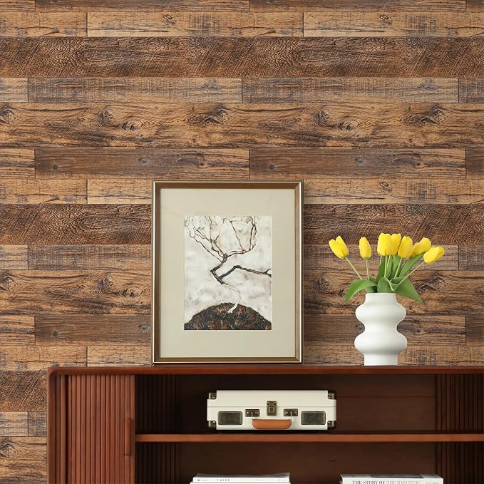 TANONE Wood Contact Paper Peel and Stick Wallpaper, Shiplap Wall Paper Wood - Image 8