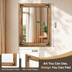 Wooden Bathroom Mirror for Wall, for Farmhouse, Living Room, Entryway Decor - Image 2