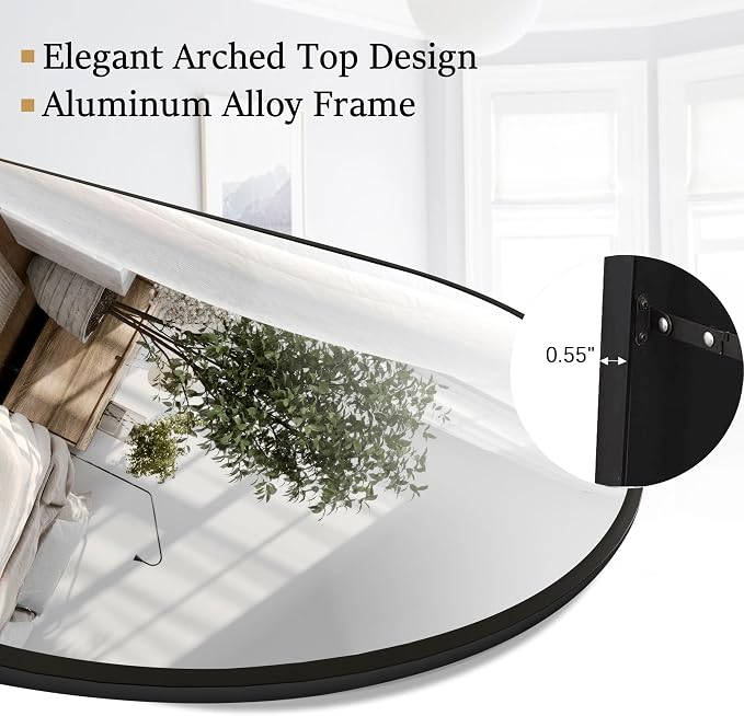 Rowjut Floor Full Length Mirror, Arched Mirrors Full Length 76"x34" - Image 6