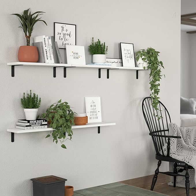 DOLLFIO Floating Shelves, 5 Sets Wall Shelves, Wooden Floating Shelves - Image 4