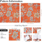 FunStick 17.5x354 Floral Wallpaper Peel and Stick Vintage Burnt Orange - Image 7