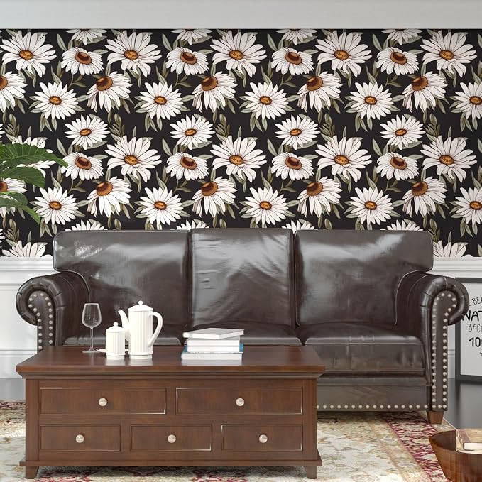 Daisy Floral Wallpaper Peel and Stick Boho Wallpaper - Image 6