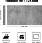 WADILE Dark Gray Concrete Wallpaper 15.7 in * 354 in, Cement Contact Paper 3D - Image 2