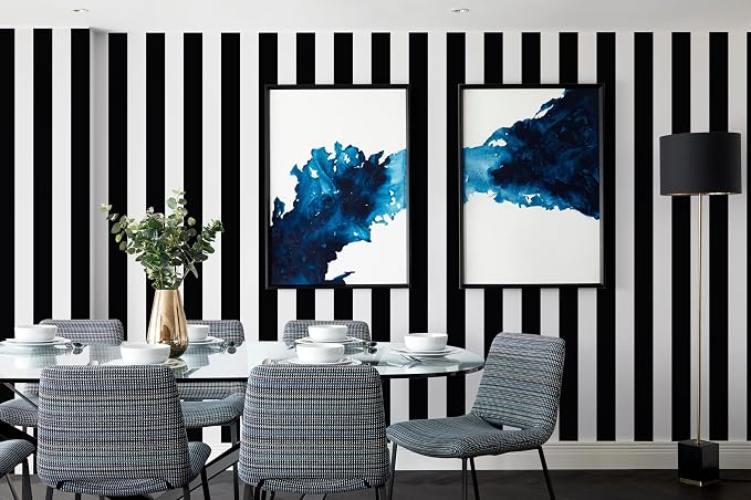 Guvana 472.4"x17.7" Striped Peel and Stick Wallpaper Black and White - Image 5
