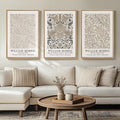 Framed Large William Morris Vintage Wall Art Set of 3, Large Neutral Botanical by Cuspin