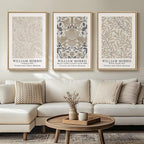 Framed Large William Morris Vintage Wall Art Set of 3, Large Neutral Botanical by Cuspin