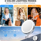 10'' 30X/1X Wall Mounted Lighted Makeup Mirror, 5000mAh Rechargeable - Image 5