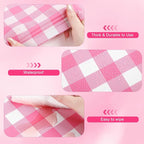 Kochorie 54 Inch x 300 Ft Light Pink Checkered Plastic Table Cloth Roll - Image 3