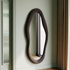 Honyee 55" x 24" Wavy Mirror, Flannel Wrapped Wooden Frame, Irregular Hanging by Honyee