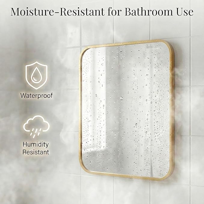 2-Pack 24x30 Inch Matte Gold Bathroom Vanity Mirrors | Flush Mount Deep Set - Image 4