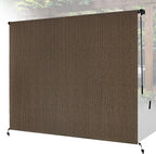 8'W x 8'H Mocha Patio Shades Roll up Outdoor Roller Shade Crank Wand Blind by Unknown