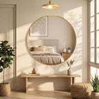 OLIXIS 30 Inch Gold Round Bathroom Wall Mirror, Round Bathroom Mirrors - Image 7