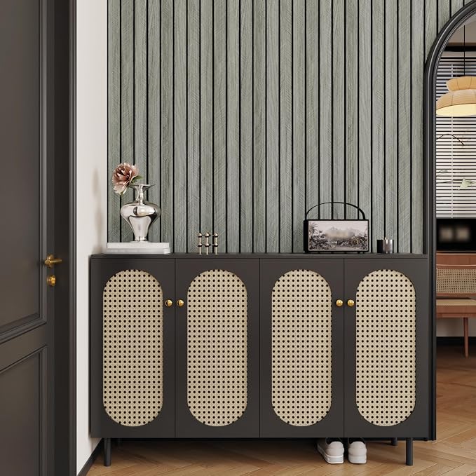Grey Wood Wall Slat Panels Peel and Stick 3D Textured Fluted Wood Panels - Image 3