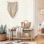 Peel and Stick Wallpaper Boho Wallpaper 17.3" x 393" Geometric Beige and White - Image 5