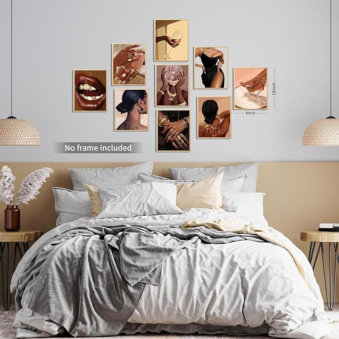 SEHSUVC Black Girl Posters Wall Art Set of 9, Abstract African American Woman - Image 6