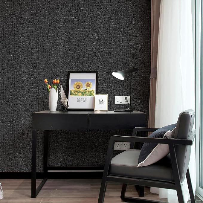 Zeeko Black Peel and Stick Wallpaper 17.3" X 984" Removable Crocodile Wallpaper - Image 3