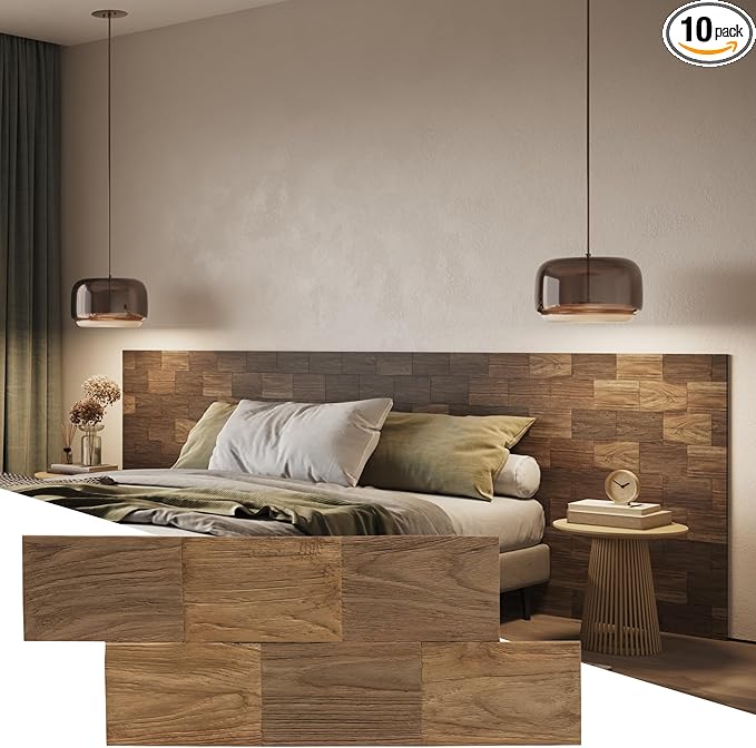 Wall!Supply 3D Wall Panels – Reclaimed Squared Asian Teak Wood – Home Decor by WallSupply