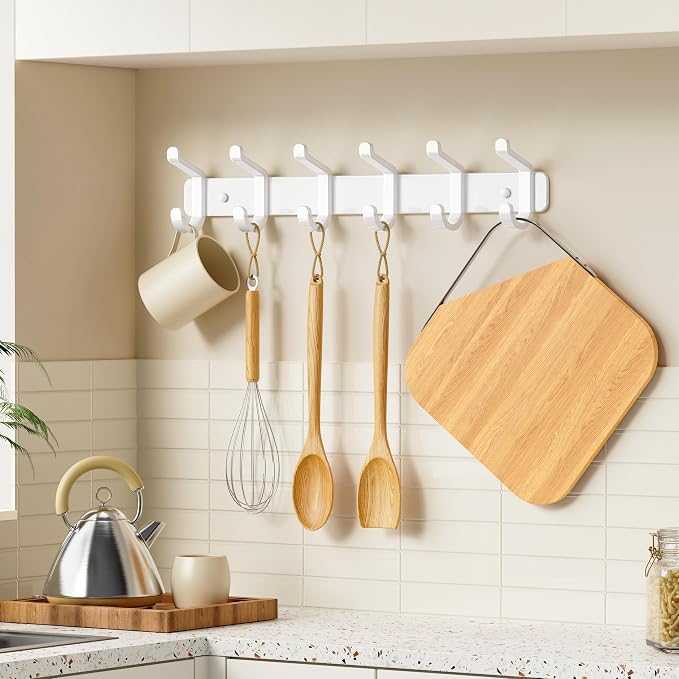 pickpiff Coat Rack Wall Mounted Heavy-Duty: Metal Coat Hanger 6 Hooks - Image 2