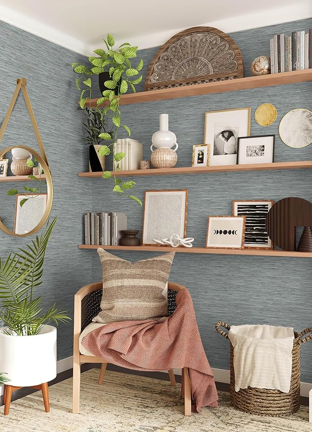 NuWallpaper Multicolor Grassweave Peel and Stick Wallpaper, Self Adhesive Wall - Image 2